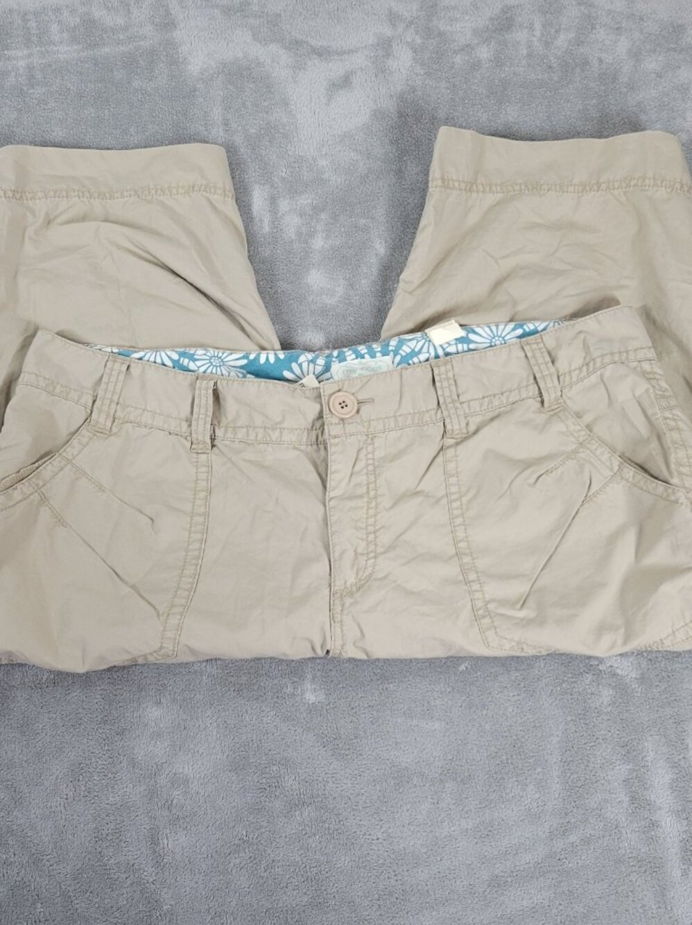 Maurices Women's Plus 18 Capri Pants Beige Cotton Adjustable Straight Leg CAP29E